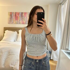 Audrey 3+1 blue ruffle floral top. SPRING / SUMMER‎ tank top. NWT